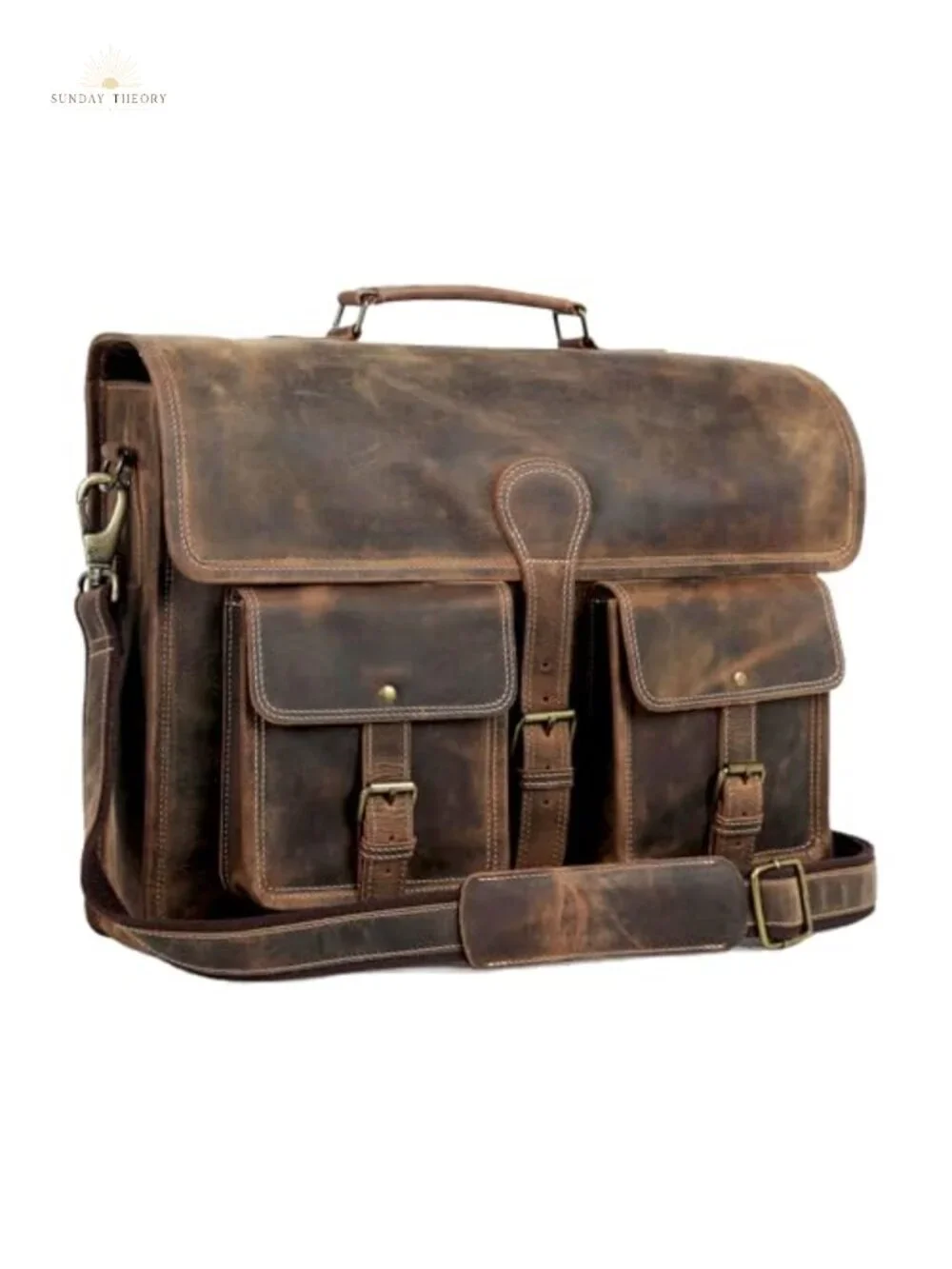 Genuine Leather Laptop Messenger Bag Briefcase for Men & Women with YKK Zippers